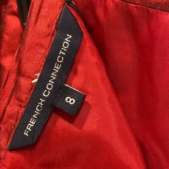 Red Crinkle Silk Blend Shimmery Skirt - Picture 5 of 6